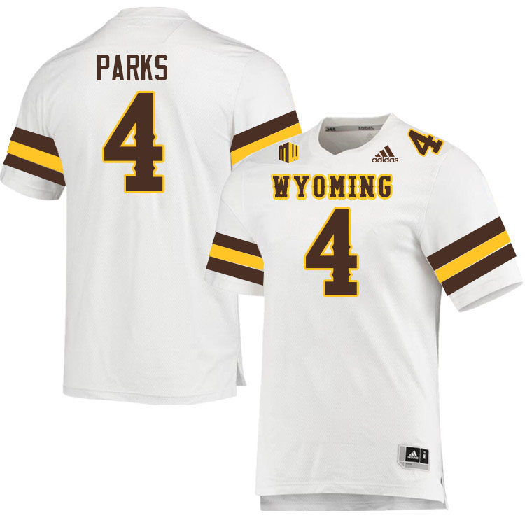 Wyoming Cowboys #4 Keany Parks College Football Jerseys Stitched-White